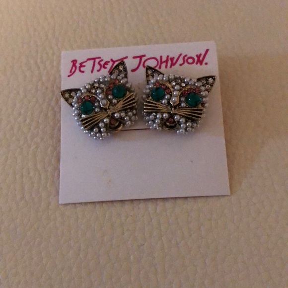 Betsey Johnson Pearl Bejeweled Earrings - Picture 2 of 2